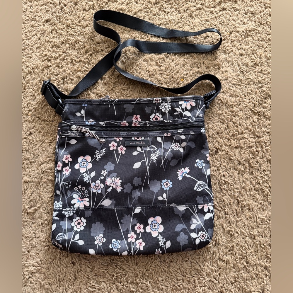 Vera Bradley Black and Pink Floral Crossbody Bag